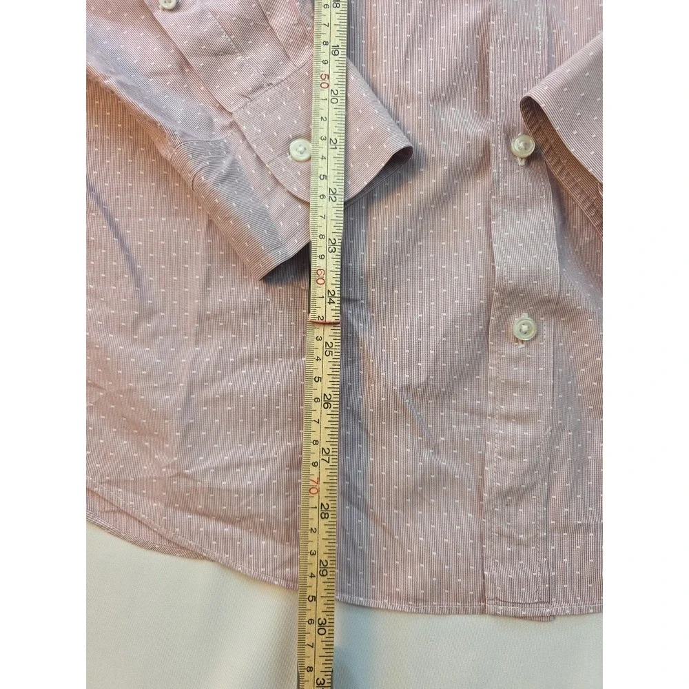 J. Crew Shirt Men's Large Slim Long Sleeve Pink Red Preppy 100% Cotton White Dot - Picture 10 of 16